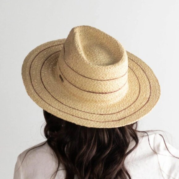 CAMILA FEDORA - NATURAL WITH STRIPES 55 XS - Picture 1 of 10